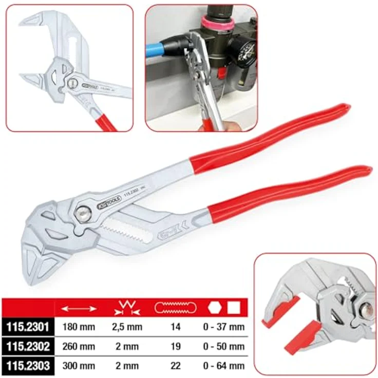 KS Tools 115.2301 Zangenschlüssel 180mm, mit Druckknopfverstellung und Sicherheitsklemmschutz, Chrom Vanadium – Bild 2