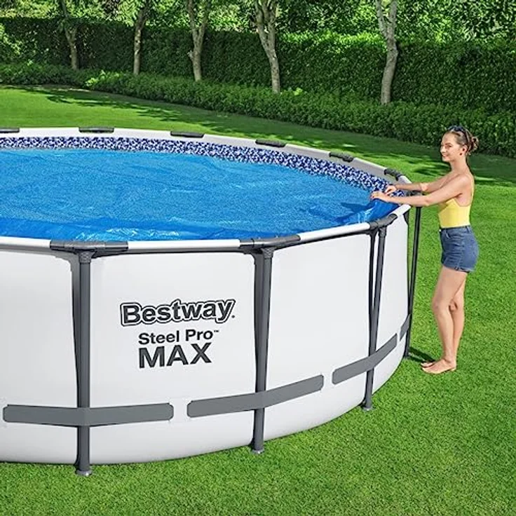 Bestway Flowclear Solarabdeckplane Ø 527 cm, für runde 549 cm Steel Pro Max, Power Steel und Power Steel Swim Vista Series Pools, blau – Bild 2