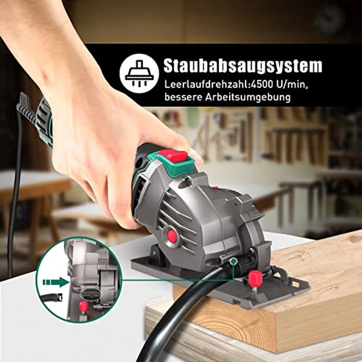 Mini Kreissäge, HYCHIKA Handkreissäge mit 3 Sägeblättern, Skalenlineal, 500W Motor aus reinem Kupfer, 4500RPM, Ideal für Holz-, Weichmetall-, Fliesen- und Kunststoffschnitte – Bild 5