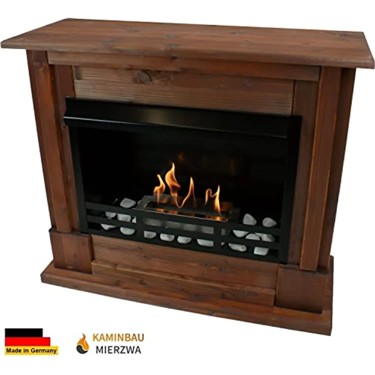 Kaminbau Mierzwa Gel und Ethanol Kamin Modell Emily Deluxe inkl. Edelstahl Brenner Nussbaum, Made in Germany – Bild 2