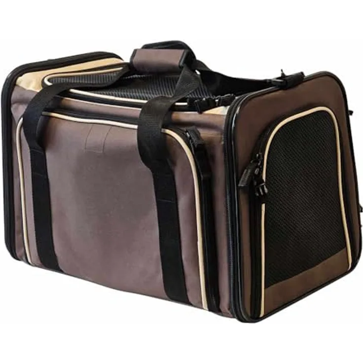 Nobby Tasche Extend braun 45 x 28 x 28 cm, strapazierfähige Mikrofaser, abwaschbar, mit Utensilienfach, für Hunde bis 10 kg, mit Karabiner und Reflektorstreifen