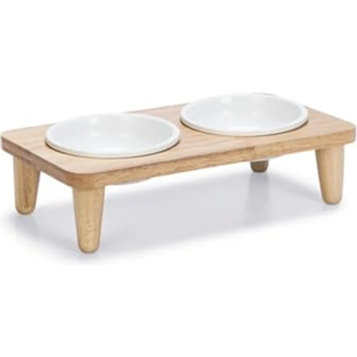 Designed by Lotte Dinnerset Djeha, Katzenfutternapf aus Holz, Futterautomat für Haustiere