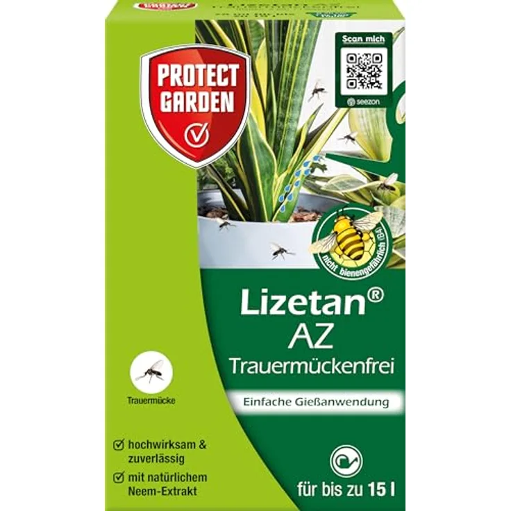 PROTECT GARDEN Lizetan AZ Trauermückenfrei, Gießmittel gegen Bodenschädlinge, 75 ml Konzentrat, geruchlos.