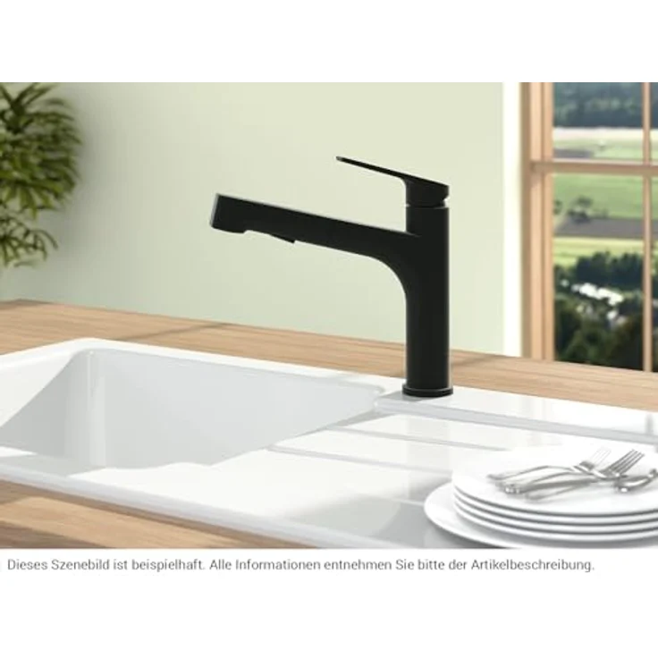 Villeroy & Boch Junis Sky Shower Küchenarmatur, Edelstahl mit Laminar- und Brausestrahl, herausziehbarer Handbrause, pflegeleicht – Bild 2