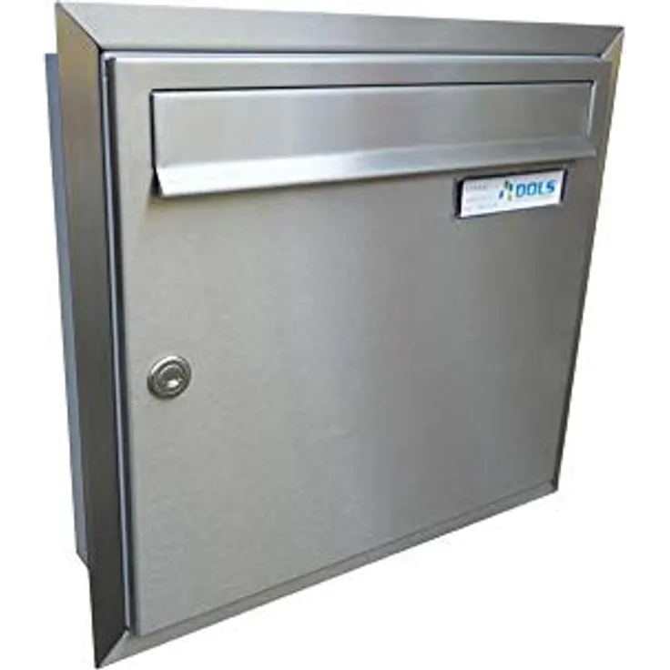 Letterbox24 A-01 Edelstahl Unterputz Briefkasten mit Namensschild, wetterfest und langlebig, gebürsteter V2A Edelstahl