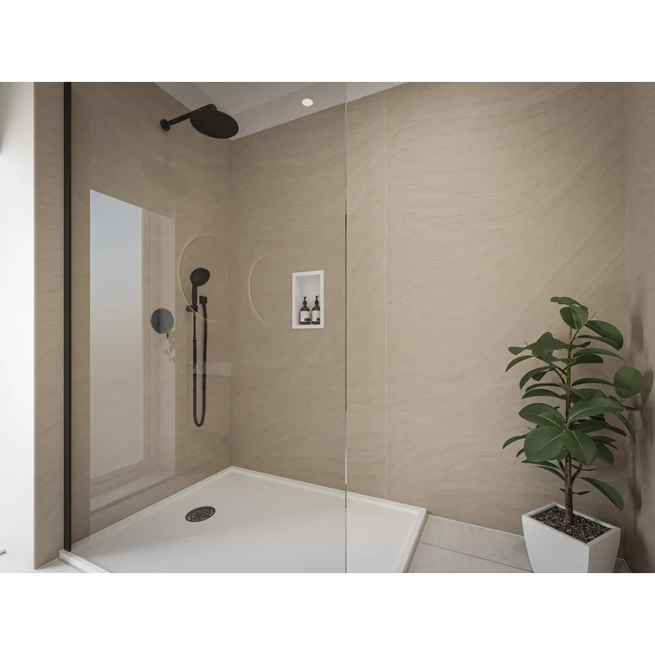 Wetwall Duschrückwand Elite Sandstone, wasserdicht, einfache Montage ohne Bohren, fugenfreies Design