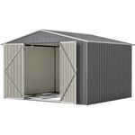 Thanaddo Gartenhaus Metall Gerätehaus Geräteschuppen Inkl. Metallfundament, Grau/Anthrazit, XXXL Modell mit Satteldach