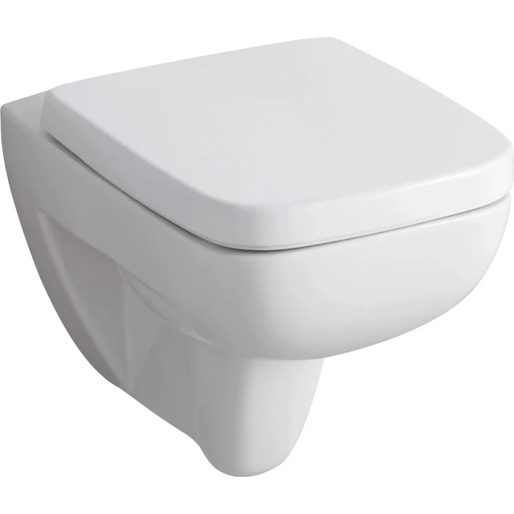 Geberit Renova Plan Tiefspül Wand-WC-Set, spülrandlos mit WC-Sitz und Absenkautomatik, Weiß