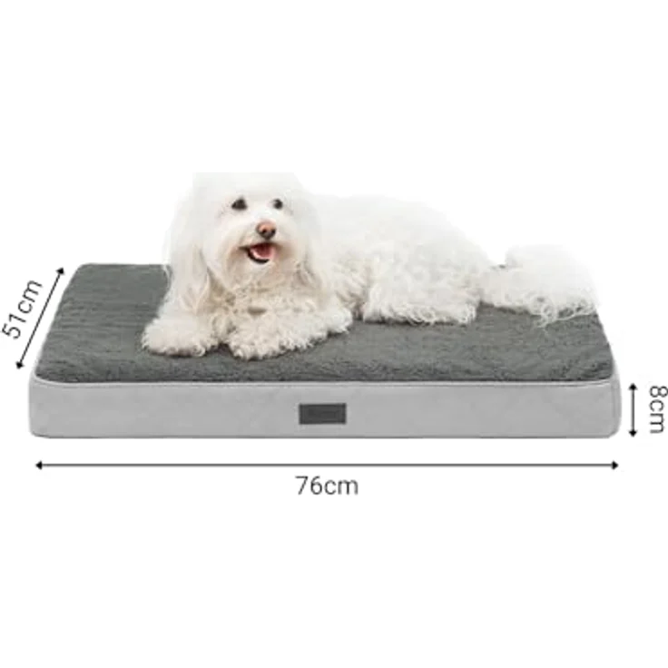 lionto Hundebett orthopädisch, 76x51x8 cm, Robustes Hundekissen mit abnehmbaren & waschbaren Bezug, wasserabweisend, grau, geeignet für kleine & große Hunde + Katzen – Bild 5