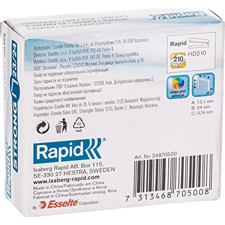 Rapid Heftklammern Strong 23-24, galvanisiert Inhalt, 1000 Stück (24870500 - alt 20599815) – Bild 2