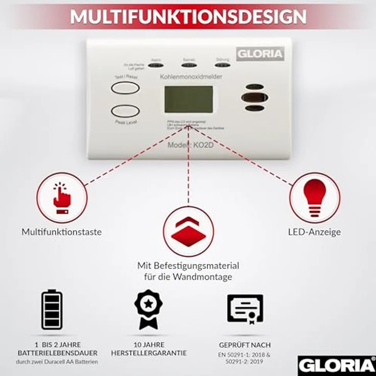 Kohlenmonoxidmelder Kidde CO-Alarm KO2D – Bild 2