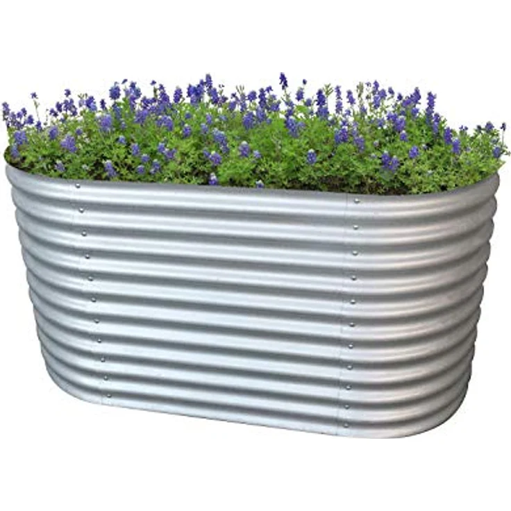 RS Trade® Rimini L Hochbeet L 160 cm x B 80 cm x H 80 cm Gemüsebeet Gartenbeet Kräuterbeet Anzuchtbeet Frühbeet Stahl-Wellblech Zink-Alu Metall witterungsbeständig – Bild 1