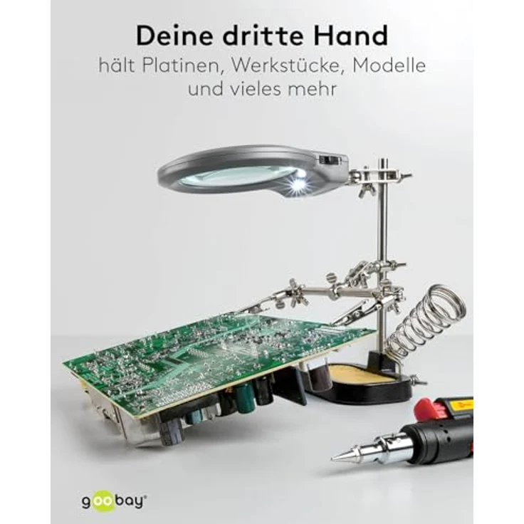 Fixpoint 51226, Löthlife dritte Hand mit Lupe und Lötkolbenhalter die Ideale Hilfe für alle filigranen Lötarbeiten,schwarz – Bild 10