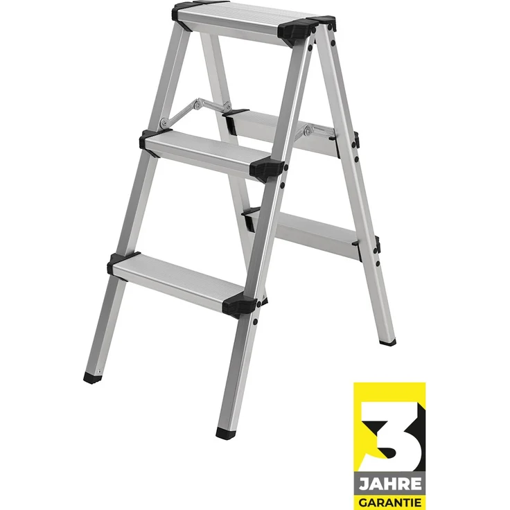 Craftfull Doppel-Klapptritt CF-131A Trittleiter Stufenstehleiter Alu Leiter (2 x 3 Stufen) – Bild 1