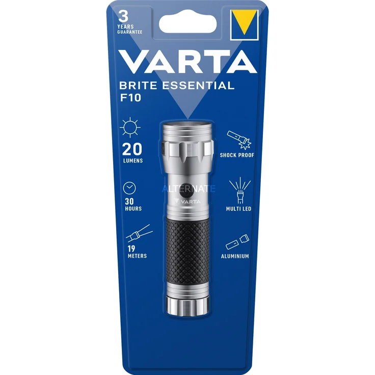 Varta Brite Essential F10 Taschenlampe, silber-schwarz