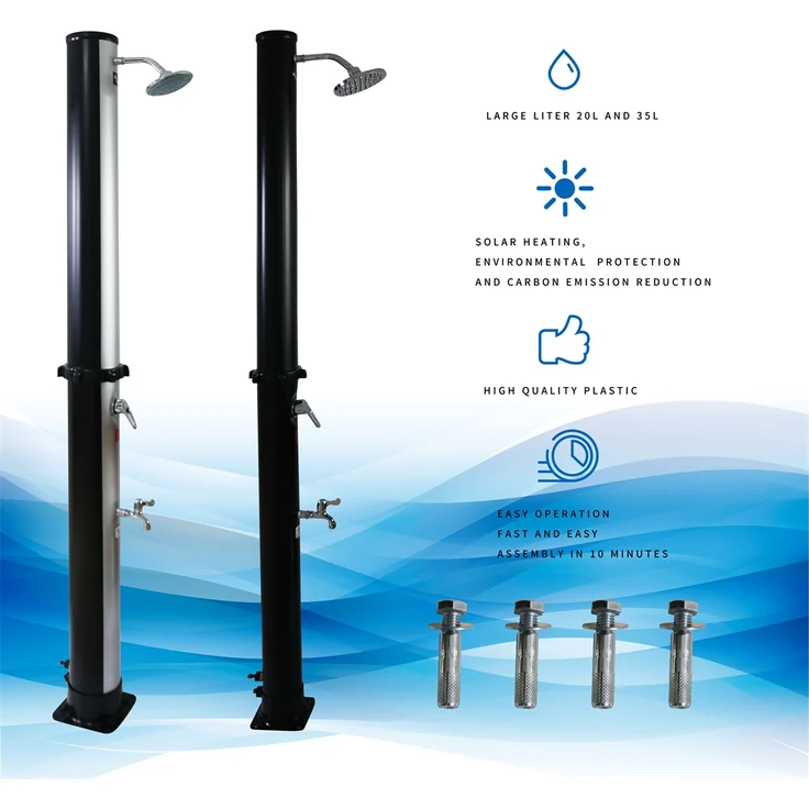 Solardusche Schwarz Gartendusche 20L Pooldusche Außendusche Campingdusche Dusche Outdoor Dusche Fußdusche Schwimmbaddusche – Bild 2