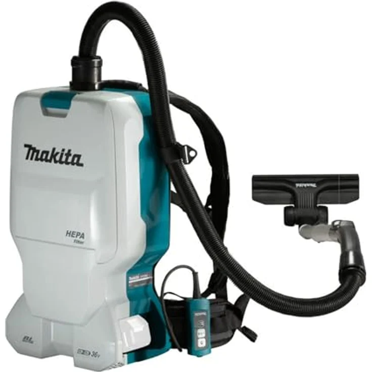 Makita DVC660Z, Rucksackstaubsauger 2x18 V (ohne Akku, ohne Ladegerät), Türkis, 6 liters – Bild 1