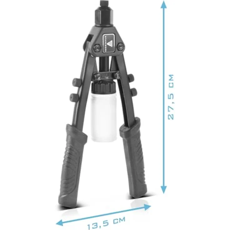 STAHLWERK Nietzangen-Set HNZ-280 ST, Blindnietzange mit 5 Wechsel-Aufsätzen und 500 Blindnieten, ergonomischer Griff für optimale Kraftübertragung – Bild 2