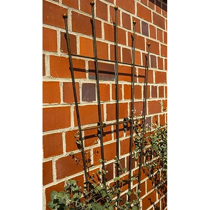ELEO Rankgitter Brindisi groß rostoptik fächerförmig 170x81 cm - Rankhilfe für Rosen, Kletterpflanzen - Schmiedeeisen rost Edelrost - Hauswand Spalier aus Metall mit Wandhalterung - Wetterfest – Bild 2