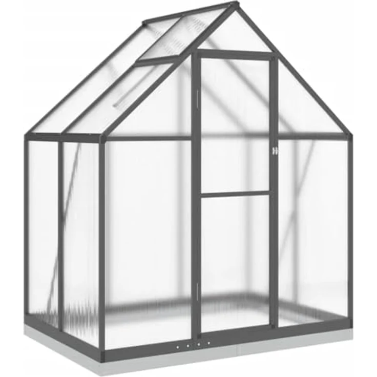 vidaXL Gewächshaus mit Fundamentrahmen Anthrazit 169x114x202 cm Alu, wetterbeständiger Rahmen, UV-beständige Platten – Bild 1