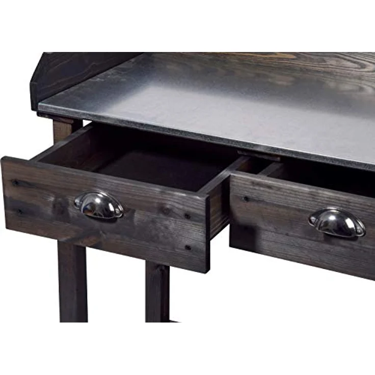 dobar 29031e Praktischer Pflanztisch mit 2 Schubladen und Ablagefläche, 79 x 39 x 90 cm, Fichte, Schwarz – Bild 6