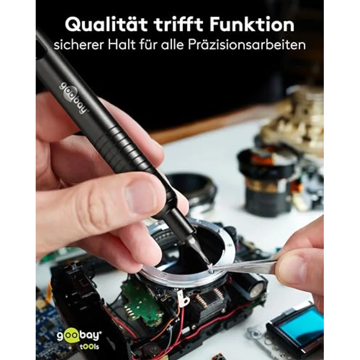 goobay 48 in 1 Schraubendreher Set, Tragbares Mini Werkzeug mit robustem Aluminium-Case, Präzisions-Bitsatz für Reparaturen an Macbook, Laptop, PS4, PS5, iPhone, Uhren und mehr – 77835 – Bild 4