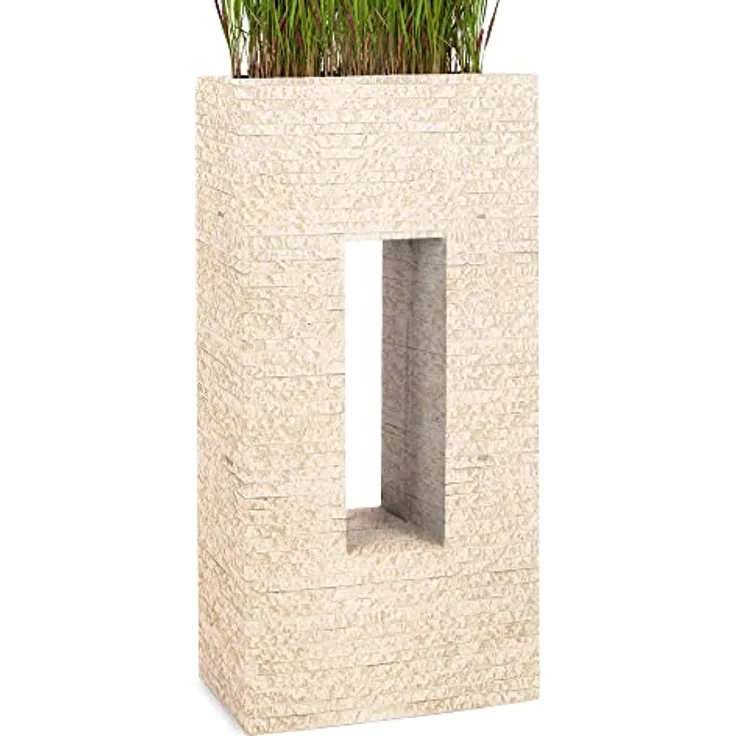 Pflanzwerk® VISTA Premium Pflanzkübel, rechteckiger Blumenkübel aus handgefertigtem Fiberglas mit Lotus-Effekt, frostbeständig, 20-25 Liter Fassungsvermögen
