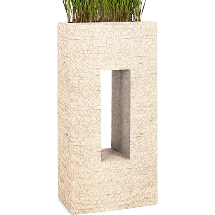 Pflanzwerk® VISTA Premium Pflanzkübel, rechteckiger Blumenkübel aus handgefertigtem Fiberglas mit Lotus-Effekt, frostbeständig, 20-25 Liter Fassungsvermögen – Bild 1