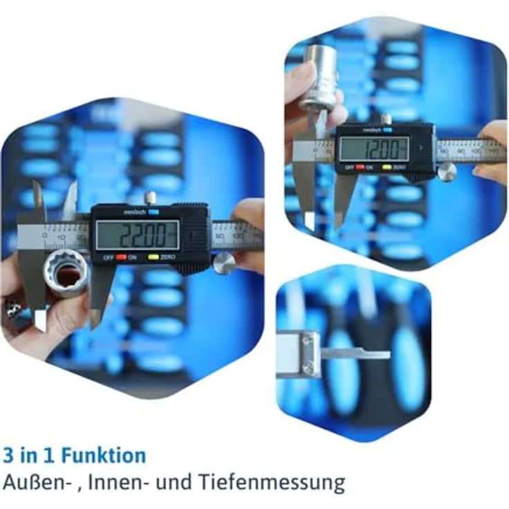 Dönges Digitaler Messschieber 200 mm | LCD Display, CE, Edelstahl, 3-in-1 Innen-, Außen- & Tiefenmessung | Präzise Ablesung in mm/Inch – Bild 5