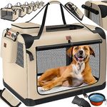 Lovpet® Hundebox Hundetransportbox faltbar Inkl.Hundenapf S 49,5x34,5x35cm Transporttasche Hundetasche Transportbox für Haustiere, Hunde und Katzen Haustiertransportbox Beige