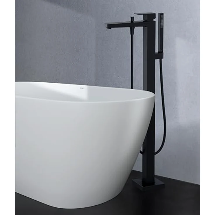 Duravit Manhattan Einhebel-Wannenmischer bodenstehend, schwarz matt, Ausladung 232 mm, mit AirPlus-Technologie und EasyClean-Funktion – Bild 3