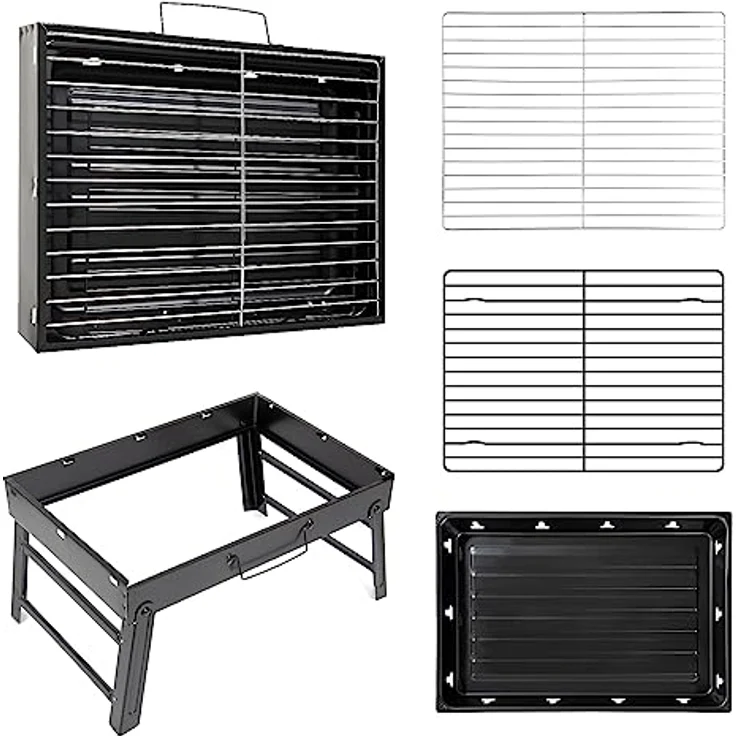 AGM Holzkohlegrill Picknickgrill Edelstahl Kleiner Grill Portable Campinggrill Abnehmbare BBQ Grills für Outdoor Garten Party – Bild 3