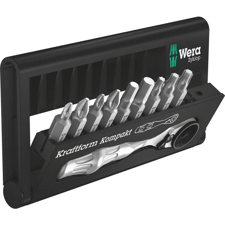 Wera Bc br 9 05073645001 Umschaltknarren-Set 1/4' (6.3 mm) mit 6° Rückholwinkel, 8 Bits und Umschalthebel für Rechts-/Linkslauf