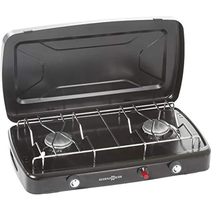 Brunner Phoenix 50, Gaskocher mit 2 regelbaren Brennern, abnehmbarem Rost und 2,4 kW Brennleistung, kompakt und leicht zu transportieren – Bild 1