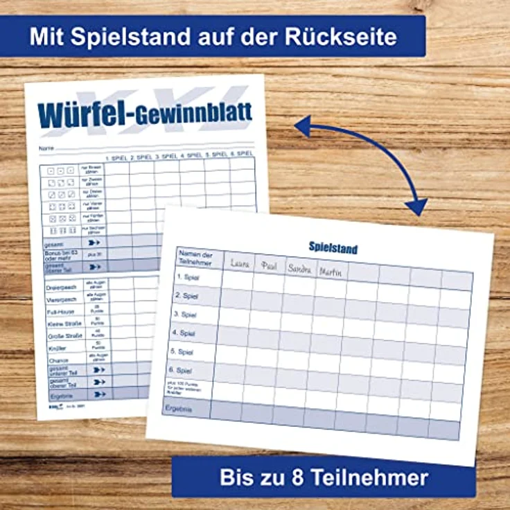 RNK 5801 - Würfelspiel-Block DIN A5, 2 Block je 85 Blatt für 1.020 Spiele – Bild 5