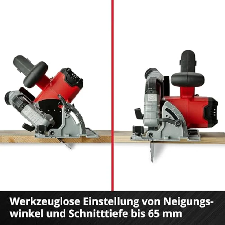 Einhell Akku-Handkreissäge TE-CS 18-190 Li BL- Solo Power X-Change PXC (Li-Ion, 18 V, 190x20 mm Sägeblatt, max. 65 mm Schnitttiefe, bürstenloser Motor, werkzeuglose Einstellung, ohne Akku und Ladegerät) – Bild 10