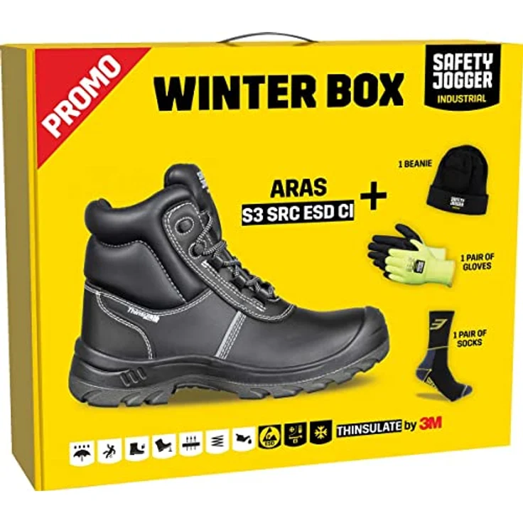 Safety Jogger Works PROMOARAS Sicherheitsschuh (Set, mit Beanie, Hanschuhen und Socken) aus Nappa Action Leder – Bild 2