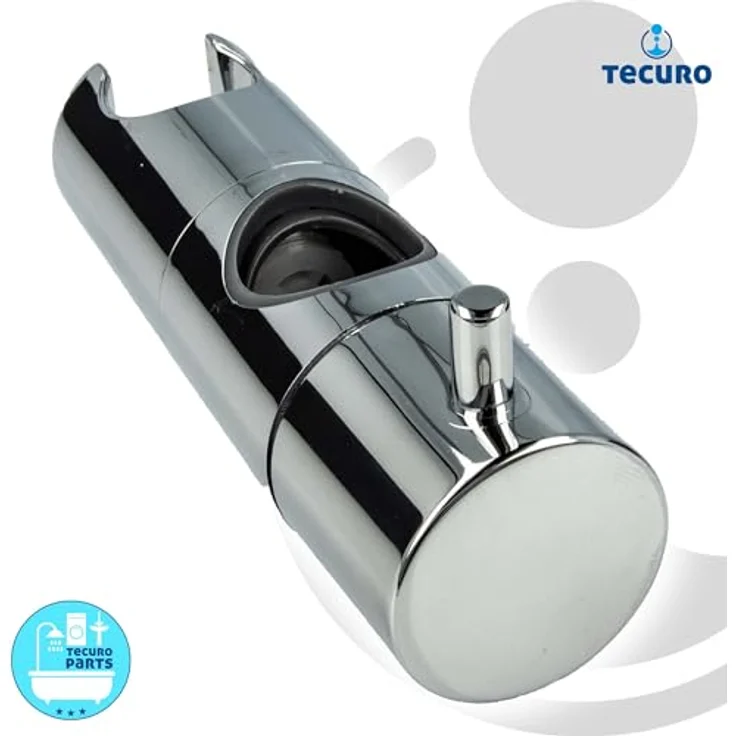 tecuro Brausehalter Design-Brausehalter für Wandstange Ø 18/20/22 & 25 mm, hochglanzverchromt mit 360° Drehung und Gleitschutzring – Bild 5