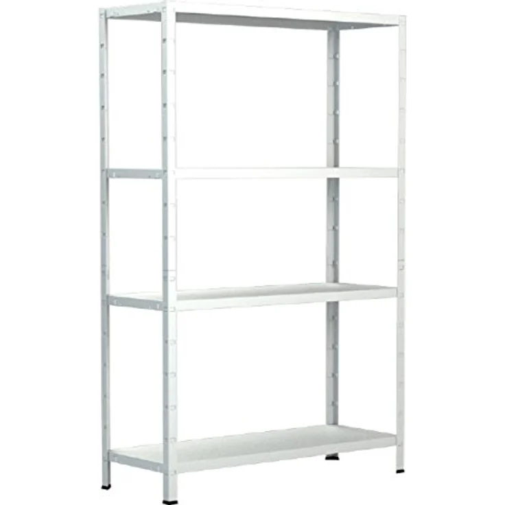 SCHULTE Regalwelt Steckregal mit 4 PowerMAX Fachböden, 50 kg Tragkraft, 137x75x30 cm (HxBxT), weiß, Lagerregal, Werkstattregal, Kellerregal, Garagenregal, Metallregal – Bild 1