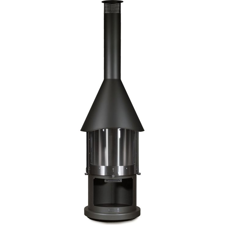 Buschbeck Grillkamin 'Melbourne', dunkelgrau, inkl. Grillrost, 360° Panorama Glastür, rostfreier Edelstahl, hitzebeständige Feuerbetonplatten bis 1.000 °C, Ø 65 x 39 x 230 cm