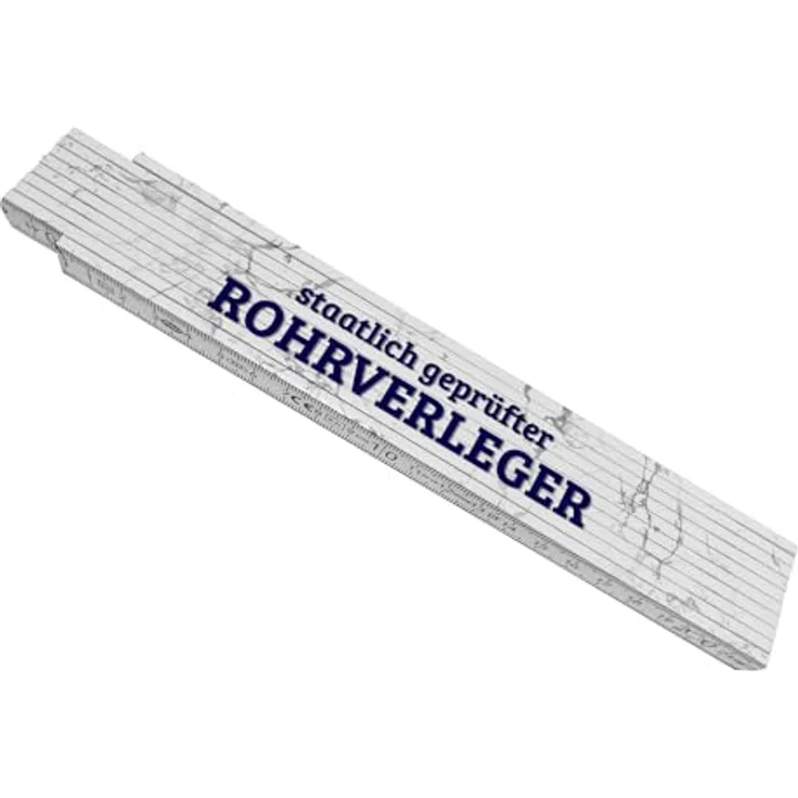 speecheese Rohrverleger Meterstab aus Holz mit Marmorhintergrund, lustiger Gliedermaßstab, 24x3,5 cm, stabil, Geschenkidee zum Richtfest – Bild 1