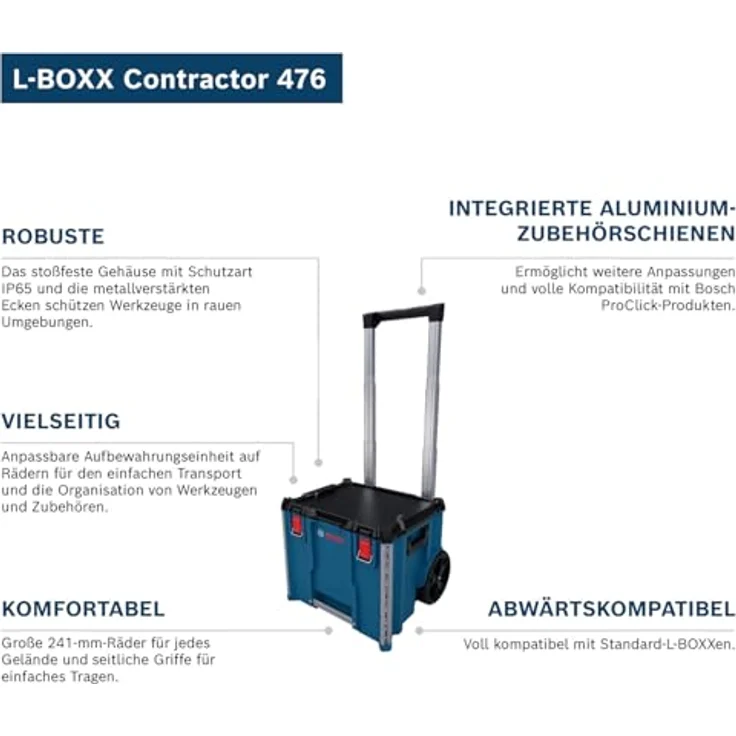 Bosch L-Boxx Contractor 476, System-Koffer mit schlagfestem Gehäuse, IP65 Wetterbeständigkeit und modularer Steckverbindung – Bild 3