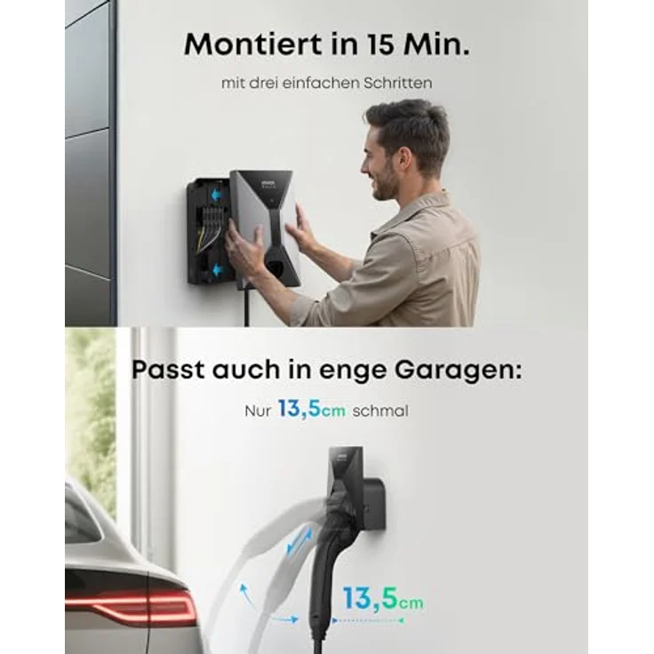 Anker SOLIX V1, Smartes 11kW Ladegerät für E-Autos mit App, WLAN & Bluetooth, dreiphasig, CEE 16A, 5m Kabel, kompatibel mit Typ-2 Anschluss – Bild 5