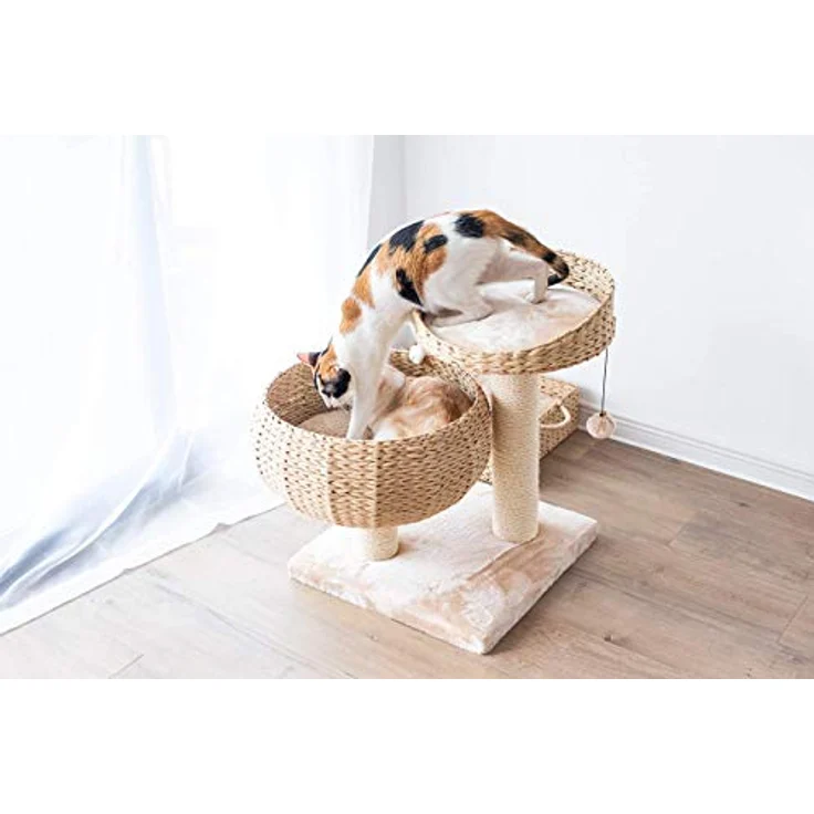 Kratzbaum Banana Leaf mit Natur-Sisal - Kletterbaum für Katzen, Sisalsäule mit 8 cm Durchmesser, Höhe 55 cm, beige – Bild 5