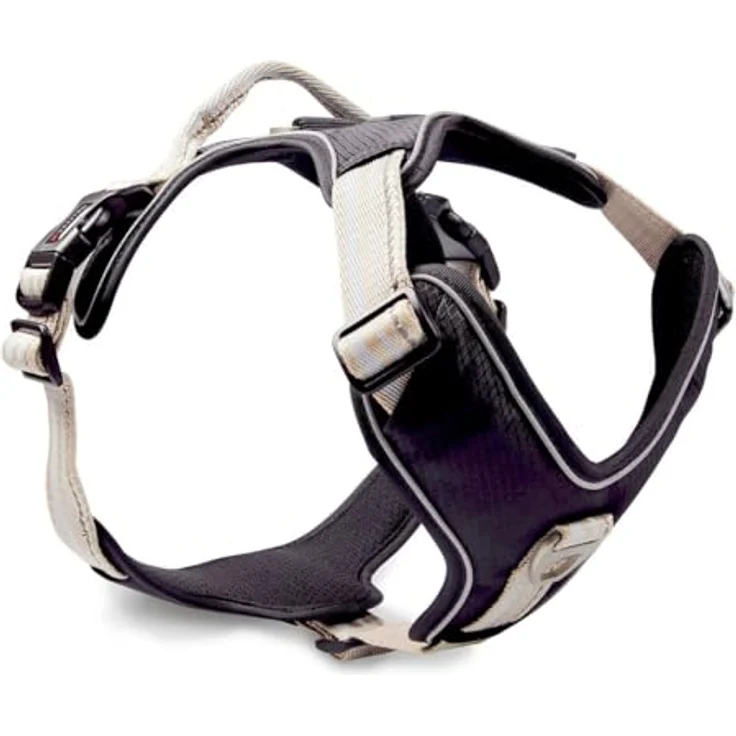 Wolters Active Pro Geschirr Gr. 6, 70-85 cm x 2,5 cm, champagner/silber, gut gepolstert mit reflektierenden Nähten, Halsband + Leine – Bild 1