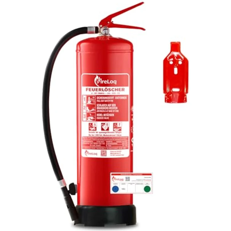 FireLoq 6L Fettbrand Feuerlöscher, Brandklasse ABF mit 34A 233B 75F, Dauerdruck inkl. Prüfnachweis, Wandhalter und Manometer – Bild 1