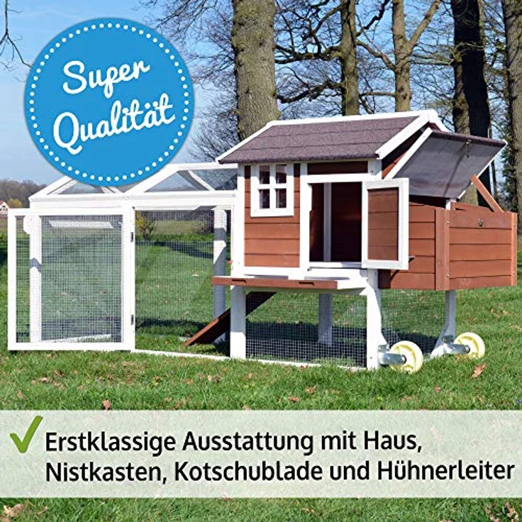 zooprinz Große Hühnervoliere Mobi - Witterungsbeständiger Hühnerstall aus Vollholz mit Rollen, leicht zu reinigen – Bild 5