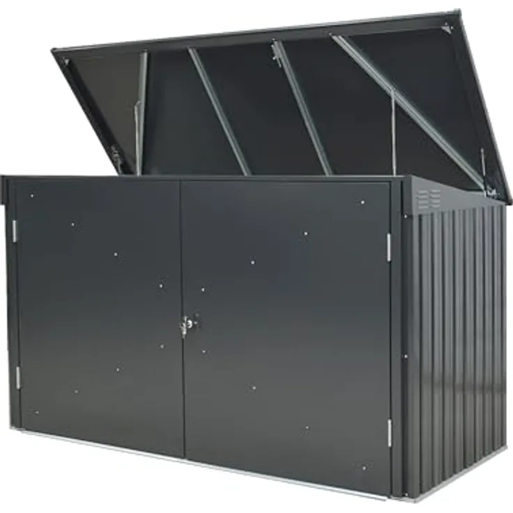 tepro Metallgerätebox Universalbox Store Max, anthrazit, Aufbewahrung für Mülltonnen, Maße ca. 232,5 x 104,5 x 132cm - Preisvergleich