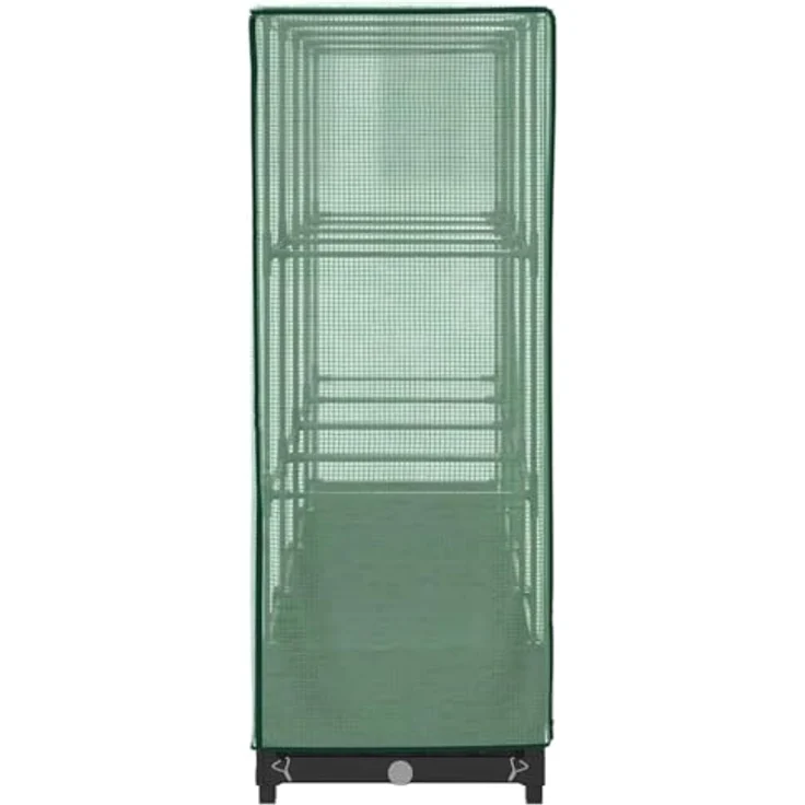 vidaXL Hochbeet mit Gewächshaus-Aufsatz Rattan-Optik 160x40x123 cm schwarz - Stabiles Eisenrohr-Rahmen, wasserfeste Abdeckung, Rattan-Look – Bild 8
