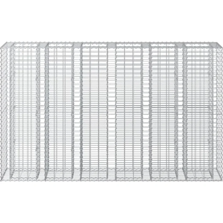 vidaXL Gabionen Hochbeet 3 pcs Silber, Rechteckig 250 x 50 x 150 cm, Langlebig, Wetterfest, Sichtschutzpaneele für Garten und Terrasse – Bild 5